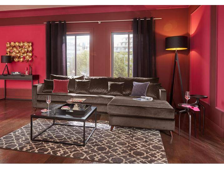 Ecksofa HOME AFFAIRE Renesse L-Form , grau (taupe), B:294cm H:90cm T:184cm, Samtvelours 100% Polyester, Luxus-Microfaser ALTARA NUBUCK (100% Polyester), Sofas, lose Kissen, Keder an Sitzkissen von Home-affaire