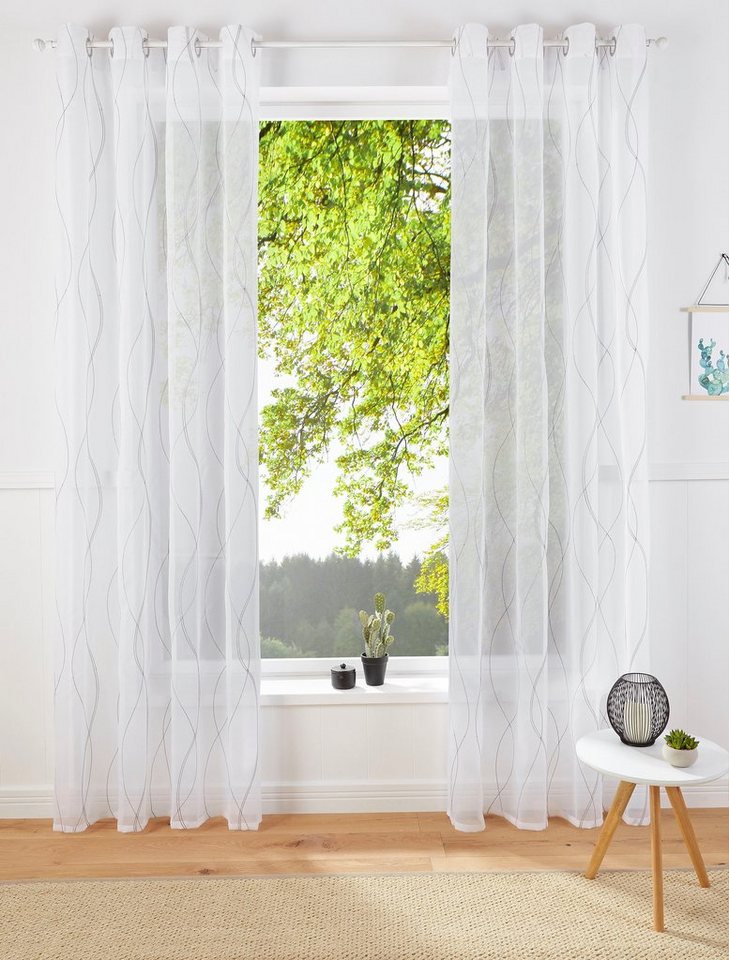 my home Gardine Mila, Ösen (1 St), transparent, Voile, Wellenmuster, monochrom democratichome Edition von my home