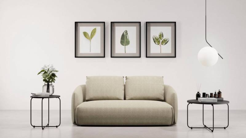 TRENDMANUFAKTUR 2-Sitzer Shawn Designsofa, elegant geschwungen Armlehnen, bequem, organischer Form, mit hochwertigem Bezug von TRENDMANUFAKTUR