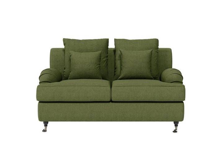 Home affaire 2-Sitzer NORIN, zwei Fußarten: vorne - Rollen, hinten - Holzfüße, grün, oliv von Home-affaire