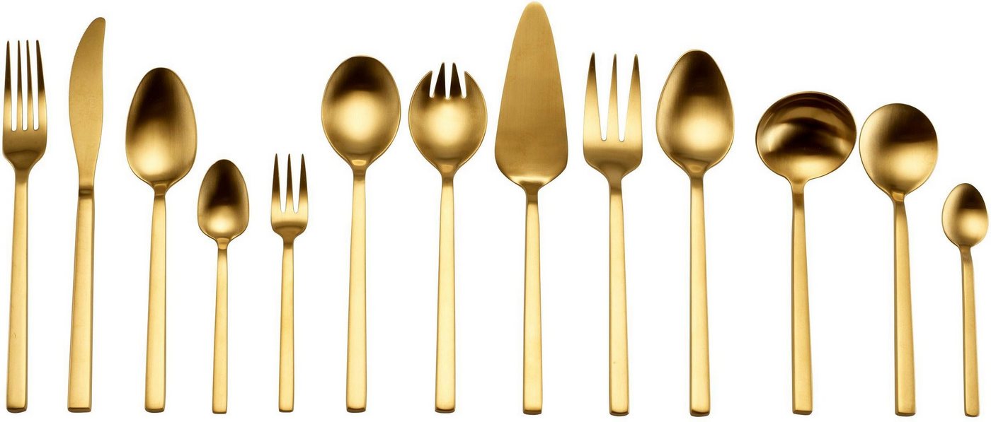 Guido Maria Kretschmer Home&Living Besteck-Set Golden Look (68-tlg), 12 Personen, Edelstahl 18/10, Tafelbesteck, Präsentschachtel, PVD gold mattiert von Guido Maria Kretschmer Home&Living