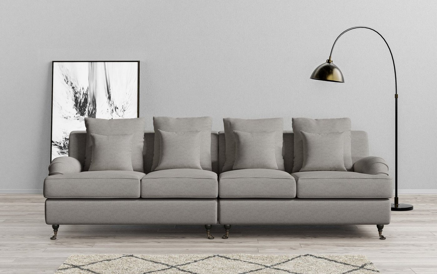 Guido Maria Kretschmer Home&Living Big-Sofa NORIN, zwei Fußarten: vorne - Rollen, hinten - Holzfüße von Guido Maria Kretschmer Home&Living