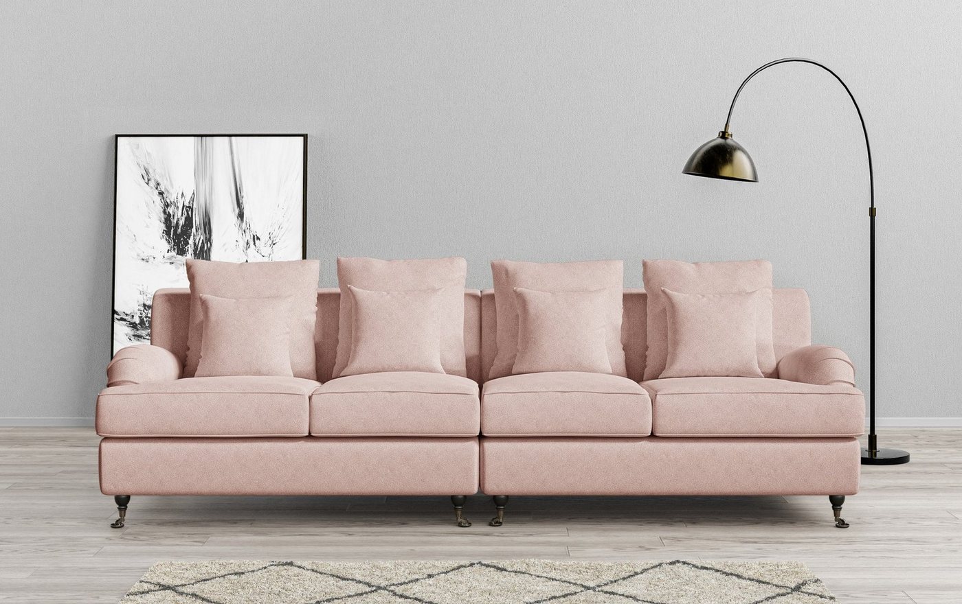 Guido Maria Kretschmer Home&Living Big-Sofa NORIN, zwei Fußarten: vorne - Rollen, hinten - Holzfüße von Guido Maria Kretschmer Home&Living