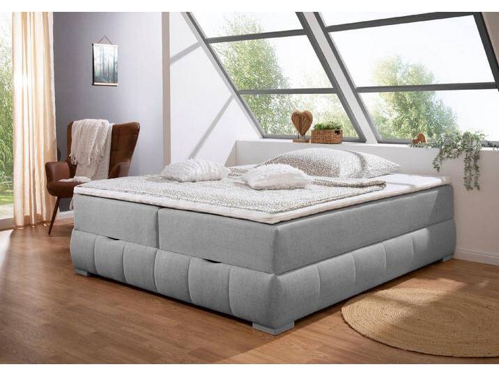 Guido Maria Kretschmer Home&Living Boxbett Wehma, ohne Kopfteil, inklusive Topper und Bettkasten, grau, Bonnell-Federkernmatratze , H2 (80 kg), grau von Guido-Maria-Kretschmer-Home-&-Living