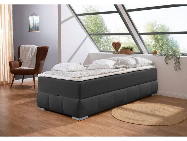 Guido Maria Kretschmer Home&Living Boxbett Wehma, ohne Kopfteil, inklusive Topper und Bettkasten, grau, Bonnell-Federkernmatratze , H2 (80 kg) von Guido-Maria-Kretschmer-Home-&-Living