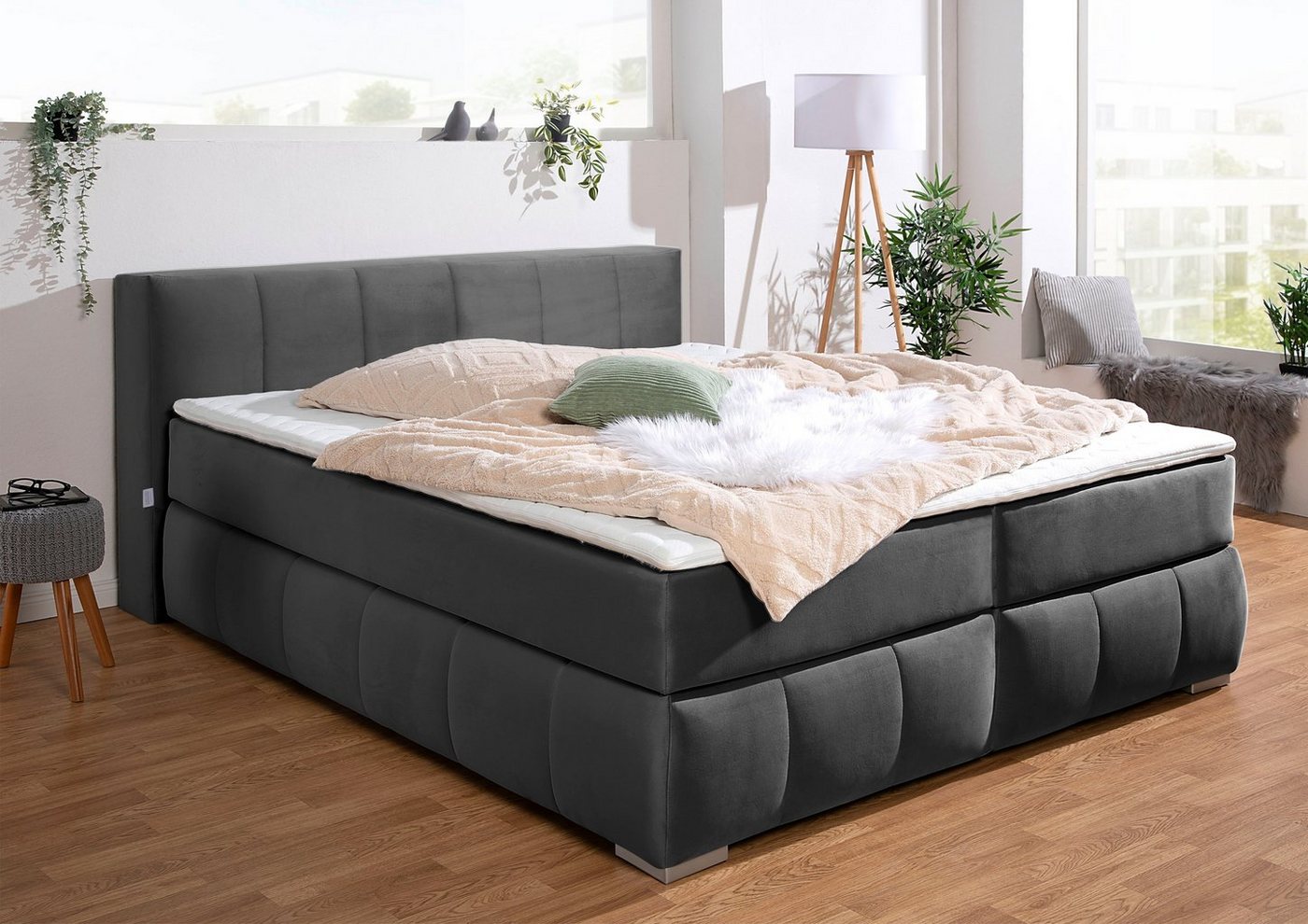 Guido Maria Kretschmer Home&Living Boxspringbett Chelles, inkl. Topper, in XXL- Überlänge 220 cm, Unterbox mit feine Wölbung von Guido Maria Kretschmer Home&Living