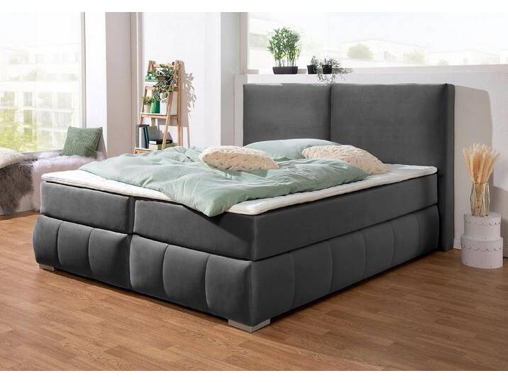 Guido Maria Kretschmer Home&Living Boxspringbett Wehma, inkl. Topper in 3 verschiedenen Matratzen, auch in Samtstoff, grau, Bonnell-Federkernmatratze von Guido-Maria-Kretschmer-Home-&-Living