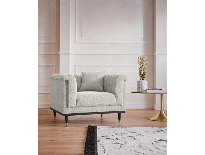 Home affaire Cocktailsessel Chamby New Sessel, im Bouclé-Strukturbezug mit Steppung im Lehnenbereich, beige, natur von Home-affaire