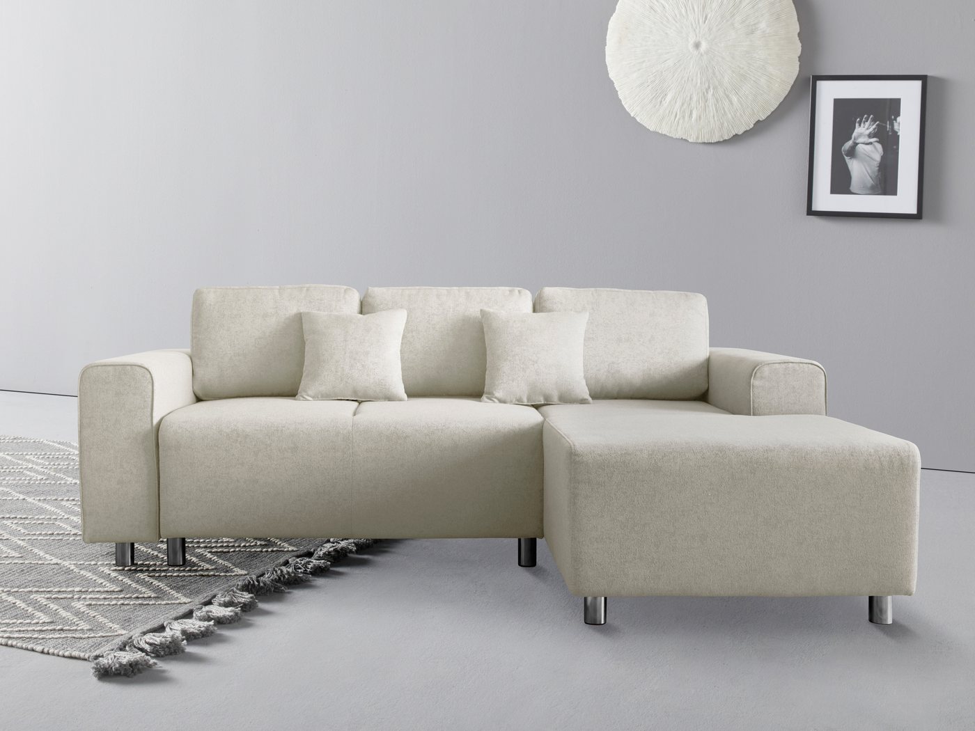 Guido Maria Kretschmer Home&Living Ecksofa Györ L-Form, wahlweise mit Bettfunktion und Bettkasten incl. 2 Zierkissen von Guido Maria Kretschmer Home&Living