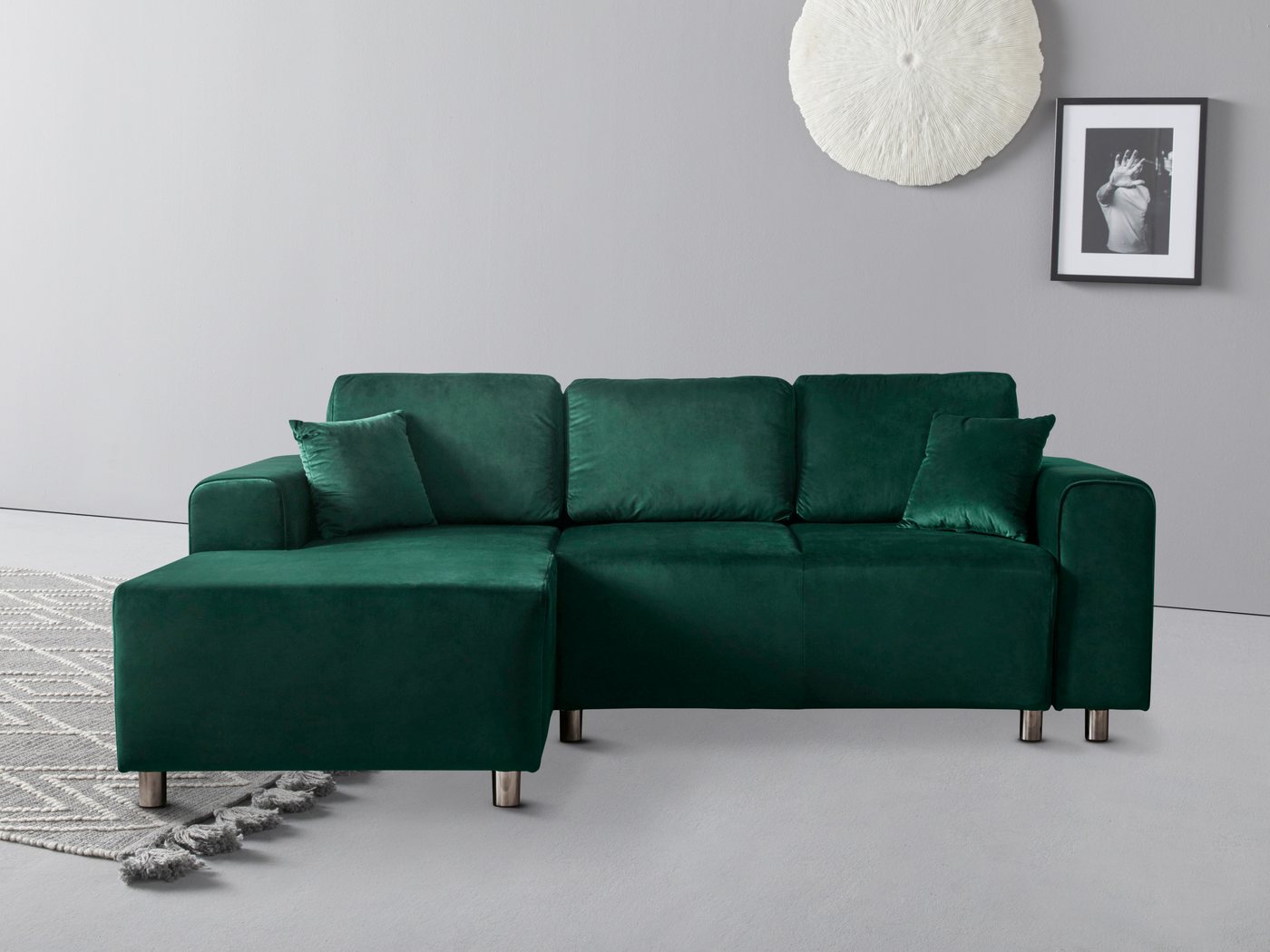 Guido Maria Kretschmer Home&Living Ecksofa Györ, L-Form, wahlweise mit Bettfunktion und Bettkasten incl. 2 Zierkissen von Guido Maria Kretschmer Home&Living