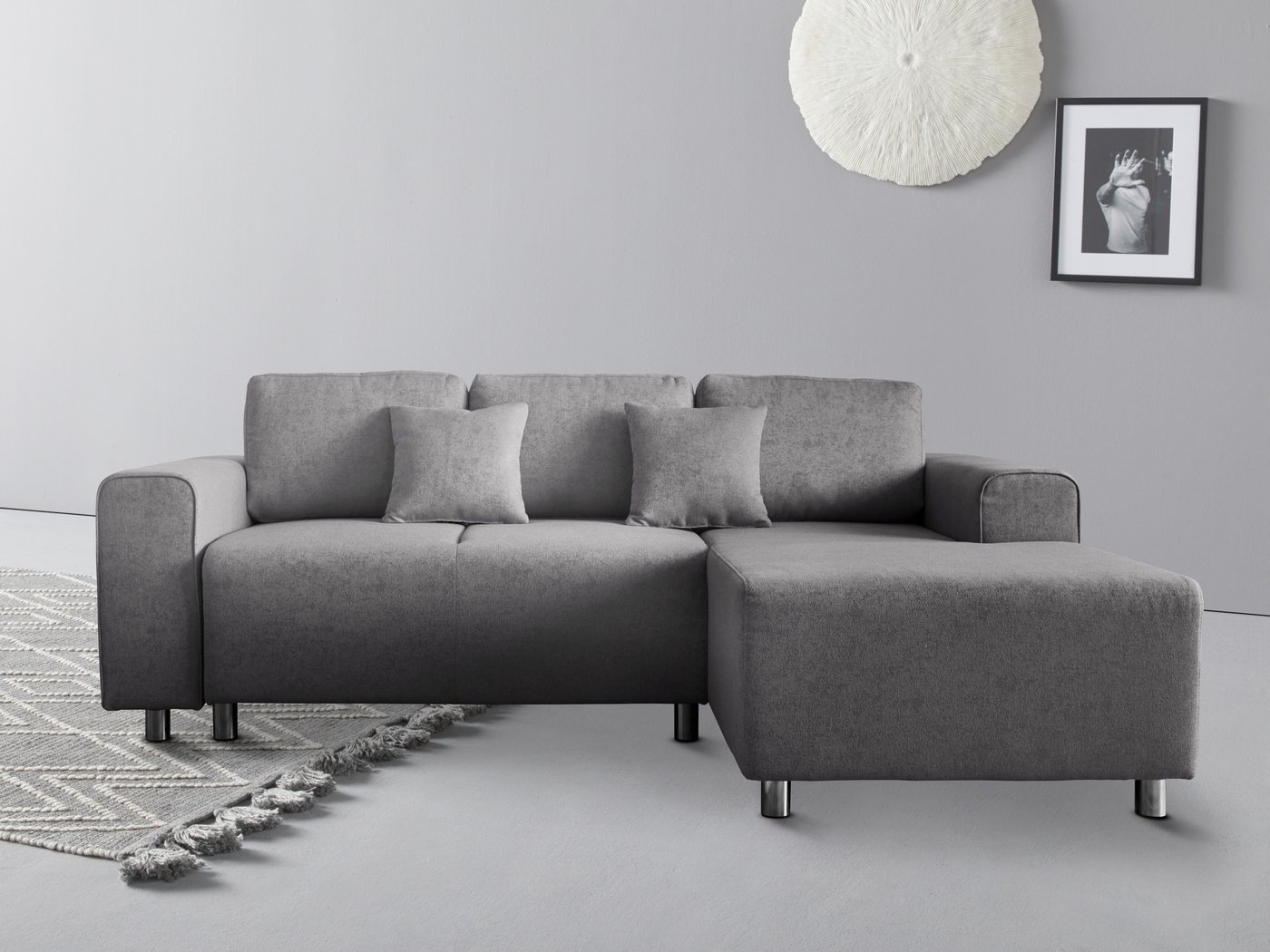 Guido Maria Kretschmer Home&Living Ecksofa Györ L-Form, wahlweise mit Bettfunktion und Bettkasten incl. 2 Zierkissen von Guido Maria Kretschmer Home&Living