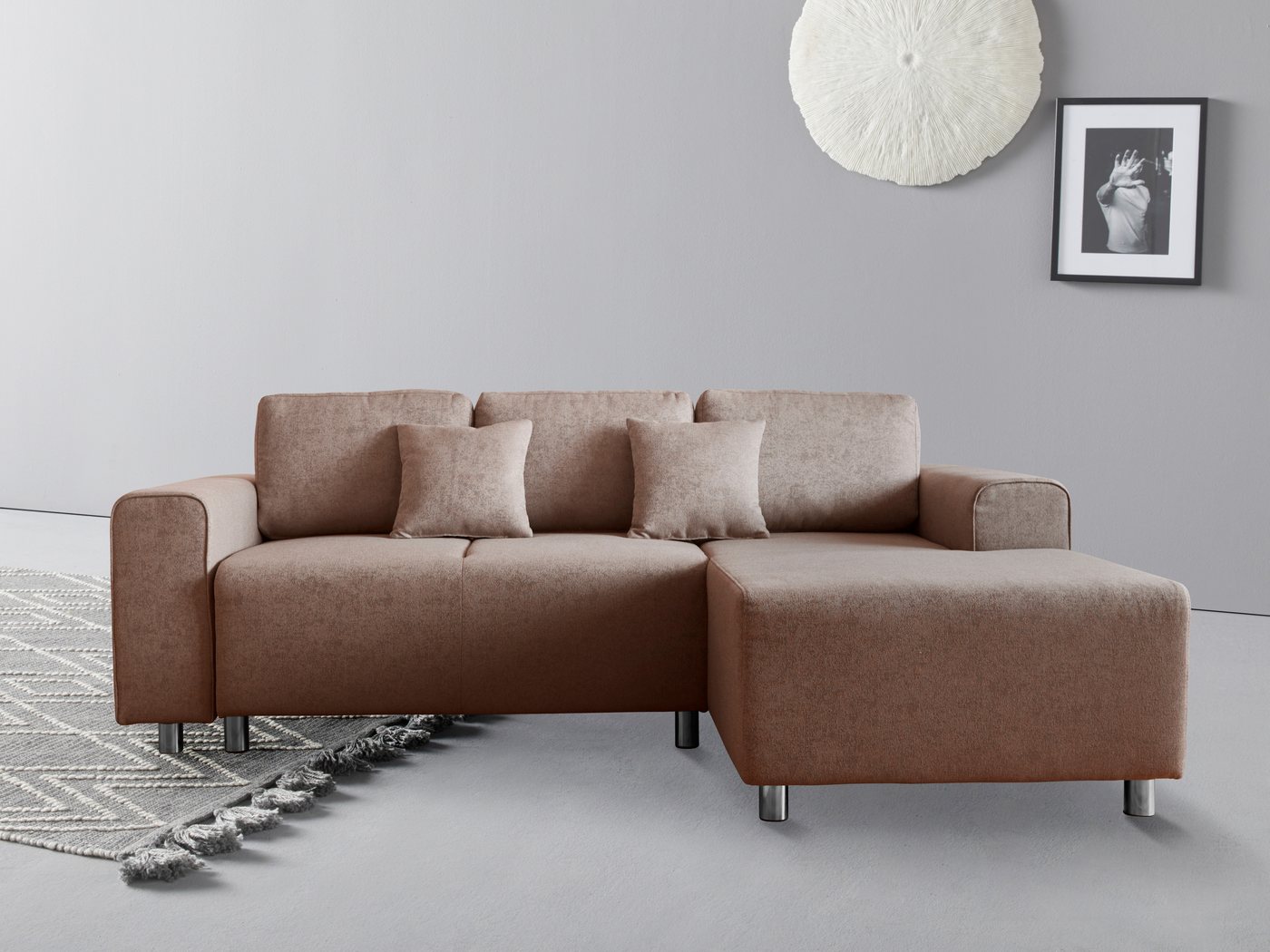 Guido Maria Kretschmer Home&Living Ecksofa Györ L-Form, wahlweise mit Bettfunktion und Bettkasten incl. 2 Zierkissen von Guido Maria Kretschmer Home&Living