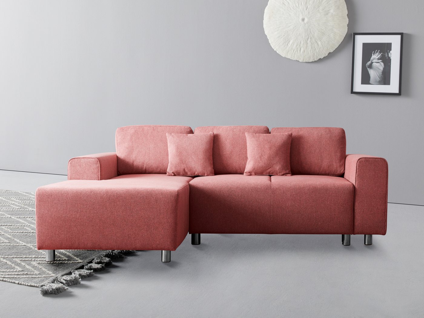 Guido Maria Kretschmer Home&Living Ecksofa Györ L-Form, wahlweise mit Bettfunktion und Bettkasten incl. 2 Zierkissen von Guido Maria Kretschmer Home&Living