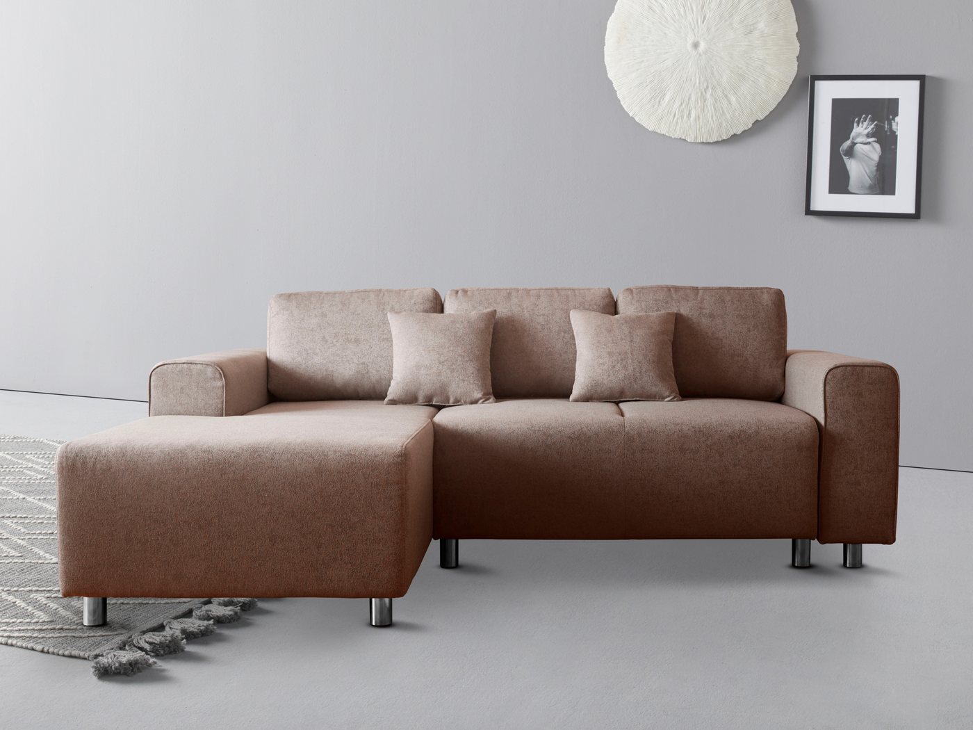 Guido Maria Kretschmer Home&Living Ecksofa Györ L-Form, wahlweise mit Bettfunktion und Bettkasten incl. 2 Zierkissen von Guido Maria Kretschmer Home&Living