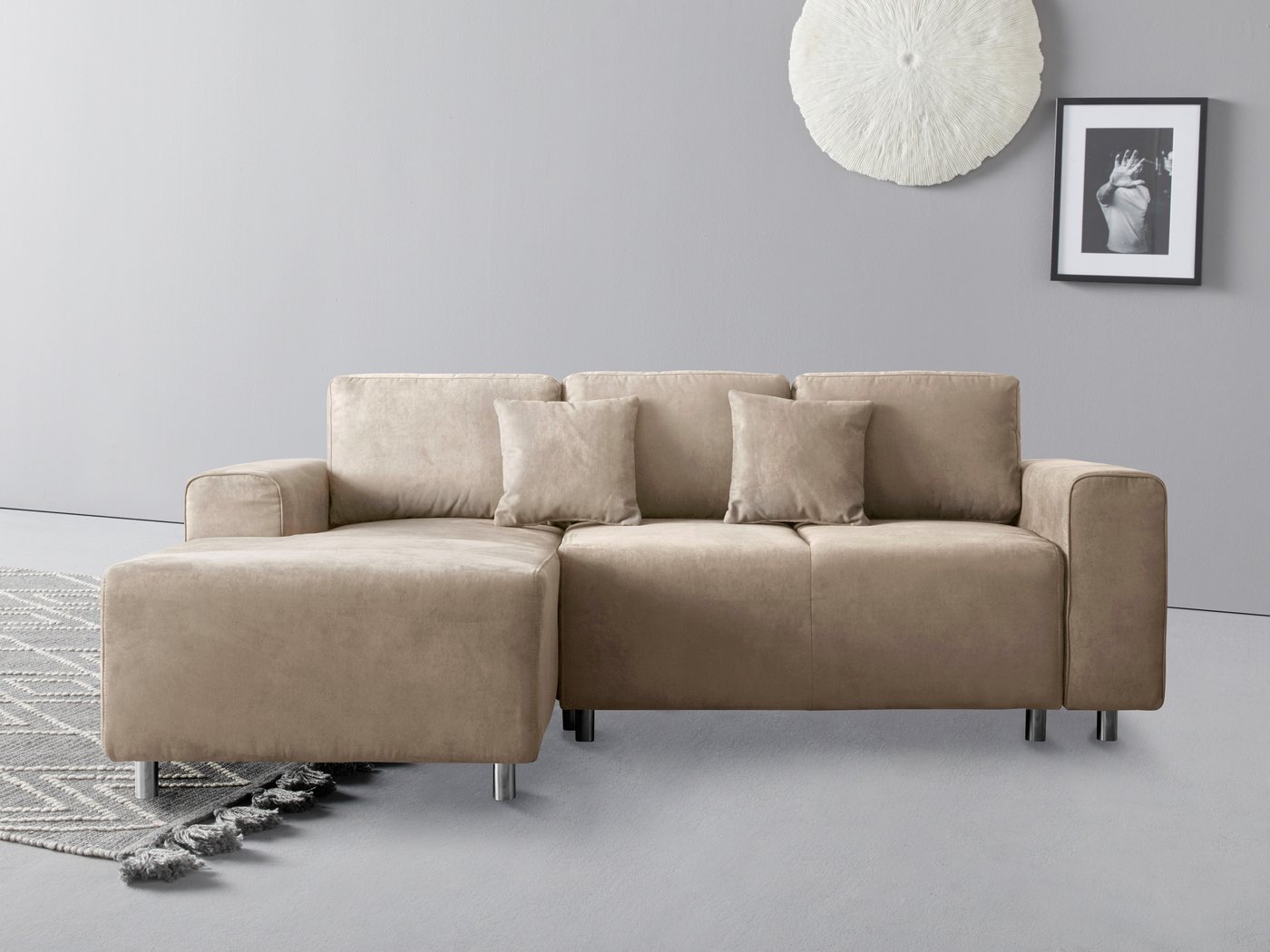 Guido Maria Kretschmer Home&Living Ecksofa Györ L-Form, wahlweise mit Bettfunktion und Bettkasten incl. 2 Zierkissen von Guido Maria Kretschmer Home&Living