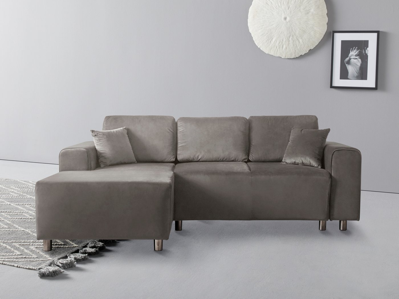 Guido Maria Kretschmer Home&Living Ecksofa Györ L-Form, wahlweise mit Bettfunktion und Bettkasten incl. 2 Zierkissen von Guido Maria Kretschmer Home&Living