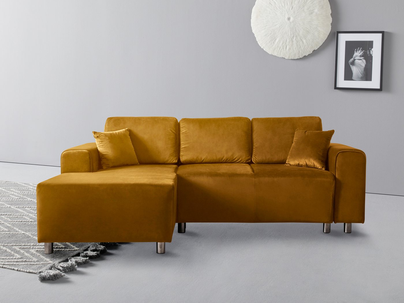 Guido Maria Kretschmer Home&Living Ecksofa Györ L-Form, wahlweise mit Bettfunktion und Bettkasten incl. 2 Zierkissen von Guido Maria Kretschmer Home&Living