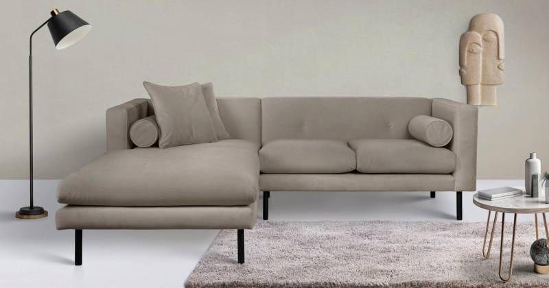 Home affaire Ecksofa Lillibeth L-Form Designsofa, Maße B/T/H: 240/173/83 cm, Zierkissen als Wendekissen, in Samtoptik oder Cord von Home affaire
