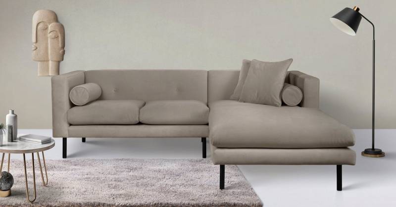 Home affaire Ecksofa Lillibeth L-Form Designsofa, Maße B/T/H: 240/173/83 cm, Zierkissen als Wendekissen, in Samtoptik oder Cord von Home affaire