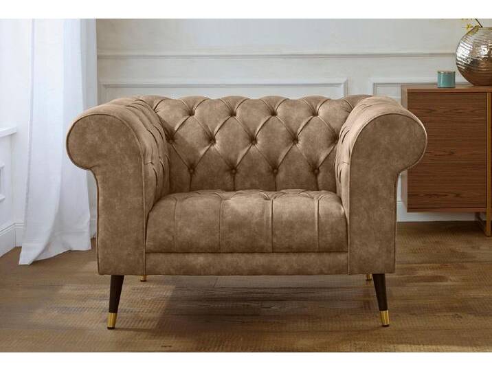 Home affaire Loveseat Tinnum Loveseat, Chesterfield Sessel, braun, hellbraun von Home-affaire
