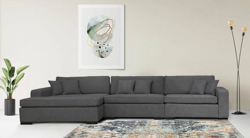 Home affaire Ottomane Skara L-Form, Lounge-Sofa mit Federkernpolsterung, in vielen Bezugsvarianten von Home affaire