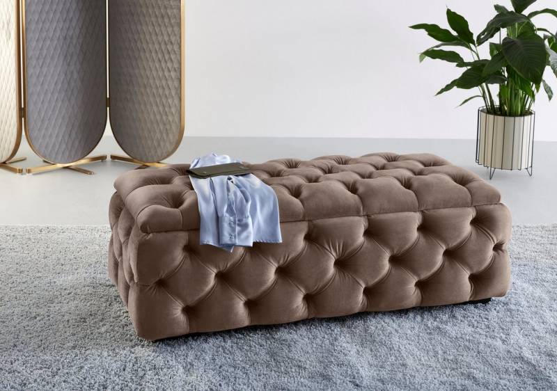 Home affaire Polsterhocker KALINA, hochwertige Knopfheftung, B/T/H: 120/55/45 cm, mit Staufach und innenliegenden Laschen zur besseren Aufbewahrung von Home affaire