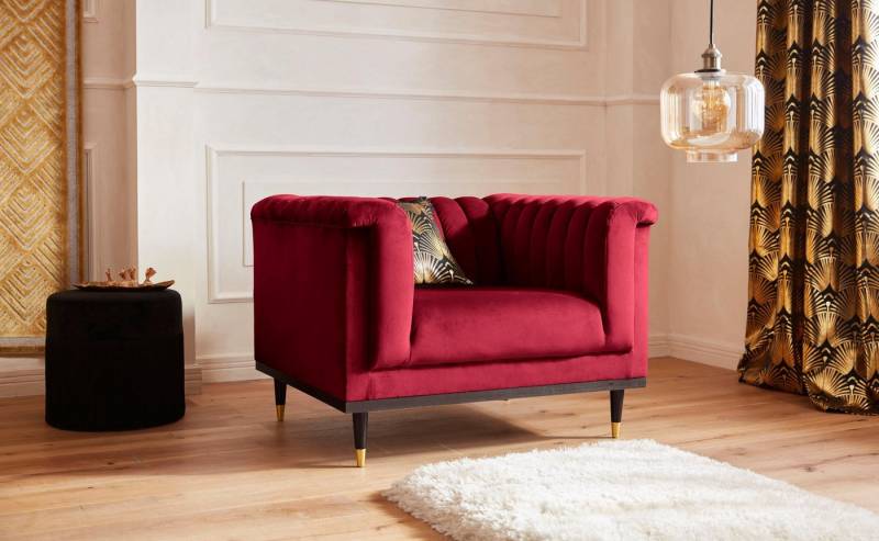 Home affaire Sessel Chamby, mit Holzrahmen unten und Steppung im Lehnenbereich von Home affaire