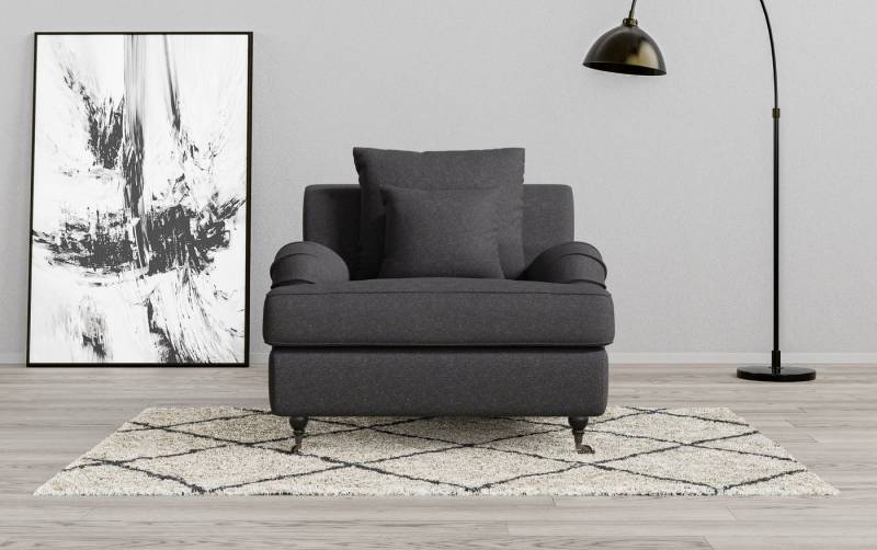 Home affaire Sessel NORIN, zwei Fußarten: vorne - Rollen, hinten - Holzfüße von Home affaire