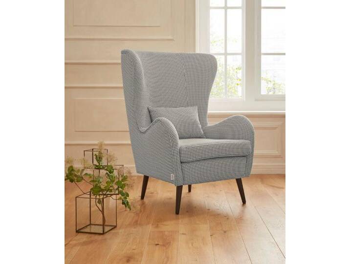 Home affaire Sessel Salla auch in Fellimitat und Feincord, viele Bezugsarten, Ohrensessel, grau, ohne Hocker, grau von Home-affaire