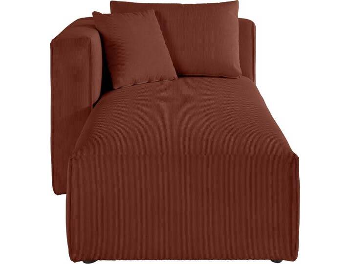 Ottomane Comfine , orange (terra), B:100cm H:75cm T:182cm, Struktur Hahnentritt (67% Polypropylen 33% Polyester), Fellimitat (100% Polyester), Samtcord (92% Polyester 8% Polyamid), GUIDO MARIA KRETSCHMER HOME & LIVING, Sofas, Modul-Ottomane zur indiviuellen Zusammenstellung, in 3 Bezugsvarianten von Guido-Maria-Kretschmer-Home-&-Living