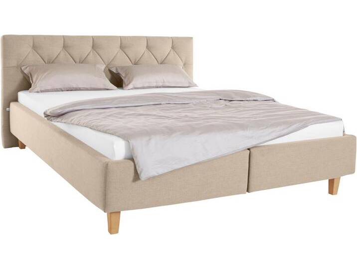 Polsterbett Sunley 100 , beige, B:203cm L:210cm, Struktur (100% Polyester), Strukturstoff (100% Polyester), GUIDO MARIA KRETSCHMER HOME & LIVING, Betten, Kreuzsteppung, Kopfteilhöhe 102 cm, ohne oder mit Matratze/Lattenrost von Guido-Maria-Kretschmer-Home-&-Living