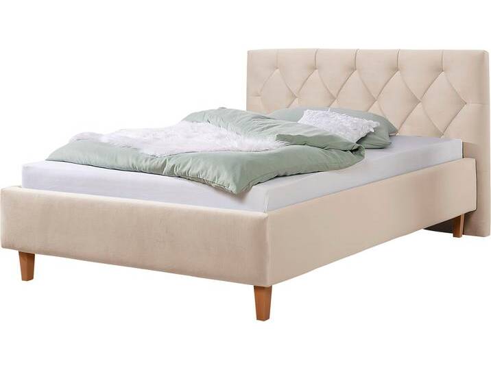 Polsterbett Sunley 100 , beige (beige, natur), B:163cm L:210cm, Struktur (100% Polyester), Strukturstoff (100% Polyester), GUIDO MARIA KRETSCHMER HOME & LIVING, Betten, Kreuzsteppung, Kopfteilhöhe 102 cm, ohne oder mit Matratze/Lattenrost von Guido-Maria-Kretschmer-Home-&-Living