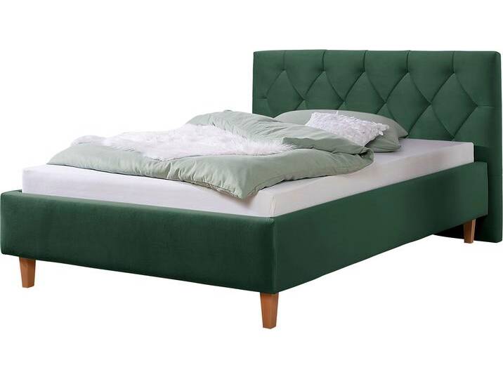 Polsterbett Sunley 100 , grün, B:163cm L:210cm, Struktur (100% Polyester), Strukturstoff (100% Polyester), GUIDO MARIA KRETSCHMER HOME & LIVING, Betten, Kreuzsteppung, Kopfteilhöhe 102 cm, ohne oder mit Matratze/Lattenrost von Guido-Maria-Kretschmer-Home-&-Living