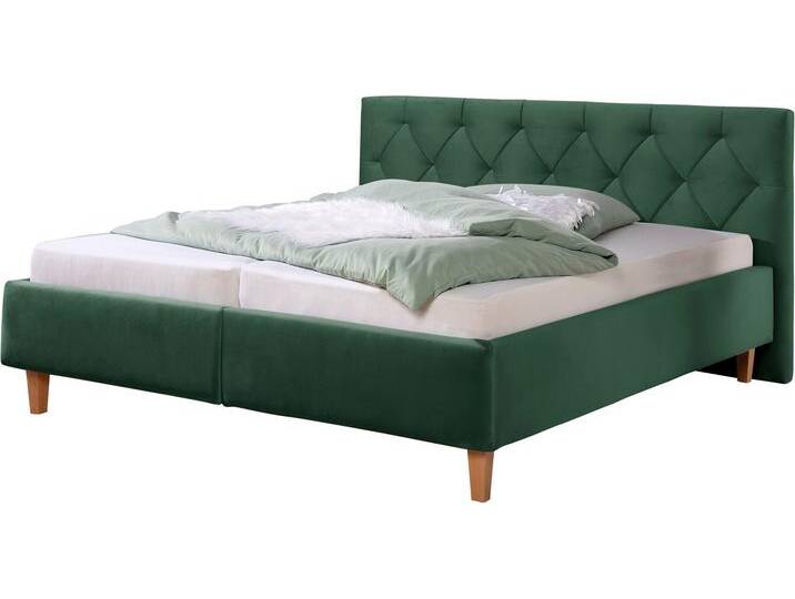 Polsterbett Sunley 100 , grün, B:203cm L:210cm, Struktur (100% Polyester), Strukturstoff (100% Polyester), GUIDO MARIA KRETSCHMER HOME & LIVING, Betten, Kreuzsteppung, Kopfteilhöhe 102 cm, ohne oder mit Matratze/Lattenrost von Guido-Maria-Kretschmer-Home-&-Living