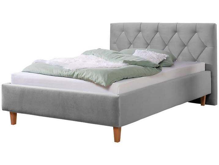 Polsterbett HOME AFFAIRE Sunley 100 , silber, B:163cm L:210cm, Struktur (100% Polyester);Strukturstoff (100% Polyester), Betten, Kreuzsteppung, Kopfteilhöhe 102 cm, ohne oder mit Matratze/Lattenrost von Home-affaire