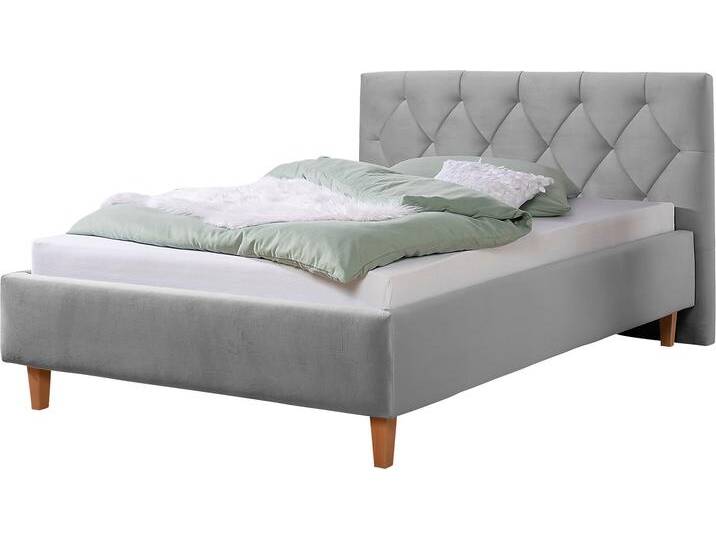Polsterbett Sunley 100 , silber, B:163cm L:210cm, Struktur (100% Polyester), Strukturstoff (100% Polyester), GUIDO MARIA KRETSCHMER HOME & LIVING, Betten, Kreuzsteppung, Kopfteilhöhe 102 cm, ohne oder mit Matratze/Lattenrost von Guido-Maria-Kretschmer-Home-&-Living
