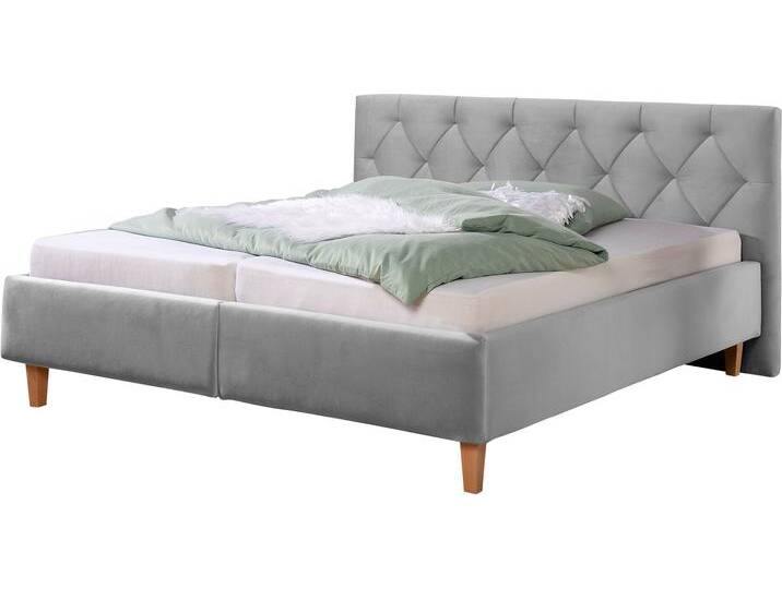 Polsterbett Sunley 100 , silber, B:203cm L:210cm, Struktur (100% Polyester), Strukturstoff (100% Polyester), GUIDO MARIA KRETSCHMER HOME & LIVING, Betten, Kreuzsteppung, Kopfteilhöhe 102 cm, ohne oder mit Matratze/Lattenrost von Guido-Maria-Kretschmer-Home-&-Living
