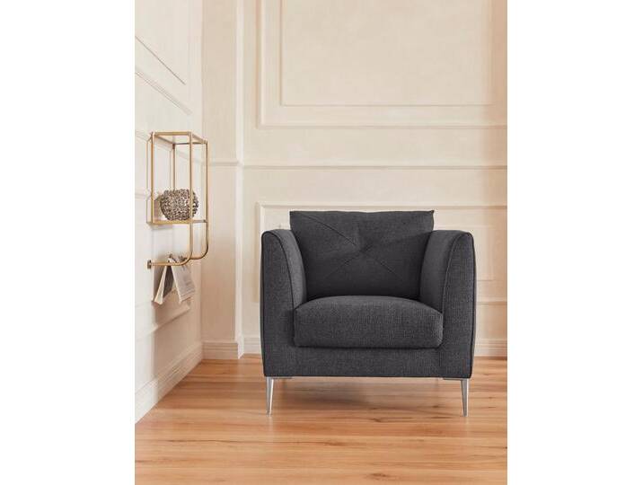 Sessel TRENDMANUFAKTUR Chilltime, Loungesessel, Komfortsitzhöhe 46cm, Breite 85cm, bequem , schwarz (obsidian), B:85cm H:84cm T:96cm, Sessel, Einzelsessel Polstersessel Lounge-Sessel, mit eleganter Kreuznaht im Rückenkissen von BAUR