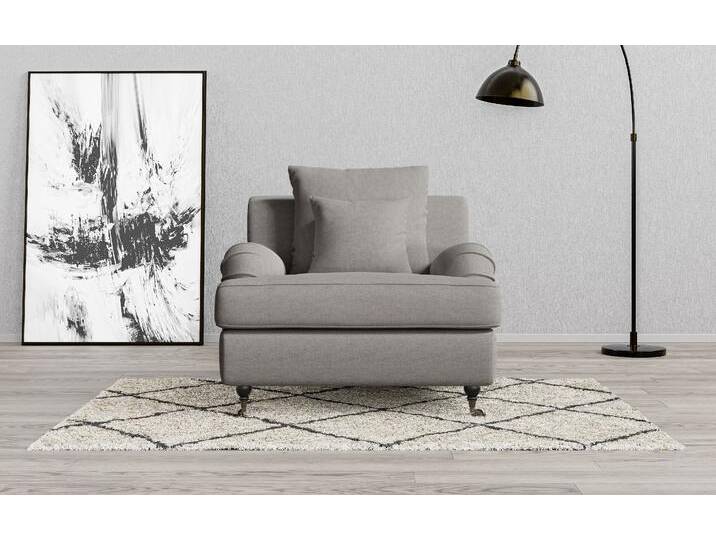 Sessel HOME AFFAIRE NORIN , grau (hellgrau), B:100cm H:92cm T:105cm, 100% Polyester, Sessel, Einzelsessel, zwei Fußarten: vorne - Rollen, hinten - Holzfüße von Home-affaire