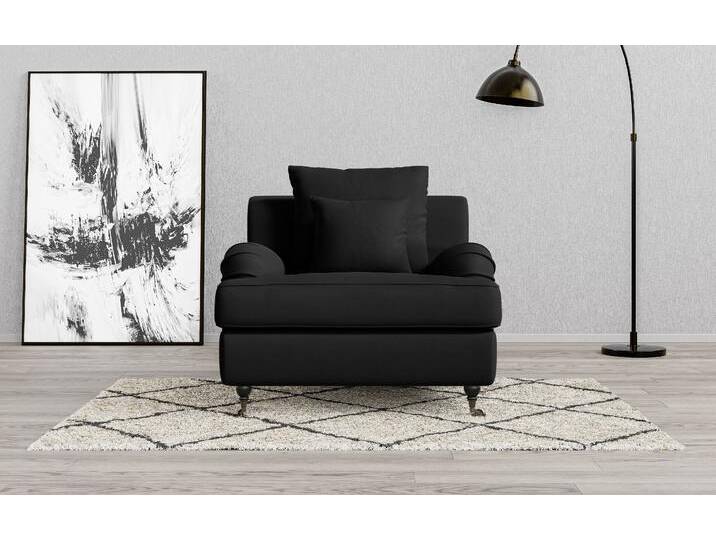 Sessel HOME AFFAIRE NORIN , schwarz, B:100cm H:92cm T:105cm, 100% Polyester, Sessel, Einzelsessel, zwei Fußarten: vorne - Rollen, hinten - Holzfüße Sessel HOME AFFAIRE NORIN , schwarz, B:100cm H:92cm T:105cm, 100% Polyester, Sessel, Einzelsessel, zwei Fußarten: vorne - Rollen, hinten - Holzfüße von Home-affaire