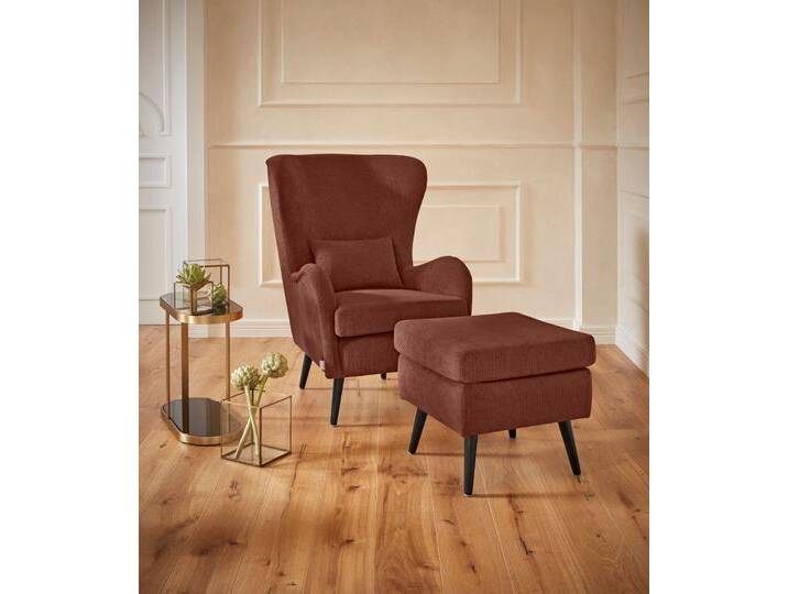 Sessel HOME AFFAIRE Salla auch in Fellimitat und Feincord, viele Bezugsarten, Ohrensessel , orange (terra), H:118cm T:94cm, Samtcord (92% Polyester 8% Polyamid), Struktur (100% Polyester), Struktur Hahnentritt (100% Polyester), Struktur fein (100% Polyester), Samtoptik (100% Polyester), Fellimitat (100% Polyestr), Sessel, Ohrensessel ohne Hocker Ohrensessel Ohrensessel mit Hocker, wahlweise mit oder ohne Hocker; großer Sessel: Maße B/T/H: 78/94/118cm von Home-affaire