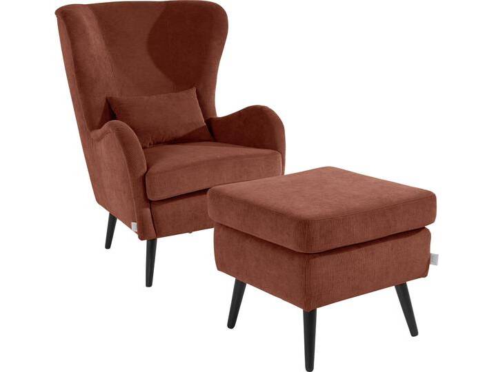 Sessel HOME AFFAIRE Sallito, TV-Sessel, Ohrensessel mit , orange (terra), B:76cm H:109cm T:85cm, Struktur Hahnentritt (67% Polypropylen, 33% Polyester), Samtoptik (100% Polyester), Fellimitat (100% Polyester), Samtcord (92% Polyester, 8% Polyamid), Struktur (100% Polyester), Struktur fein (100% Polyester), Sessel, Sessel mit Hocker Ohrensessel mit Hocker, incl. Hocker, in 6 Bezugsqualitäten, Sessel B/T/H: 76/85/109 cm von Home-affaire