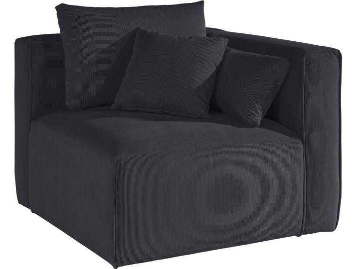 Sofa-Eckelement Comfine , schwarz, B:100cm H:75cm T:100cm, Struktur Hahnentritt (67% Polypropylen 33% Polyester), Fellimitat (100% Polyester), Samtcord (92% Polyester 8% Polyamid), GUIDO MARIA KRETSCHMER HOME & LIVING, Polsterelemente, Modul-Ecke zur indiviuellen Zusammenstellung, in 3 Bezugsvarianten von Guido-Maria-Kretschmer-Home-&-Living