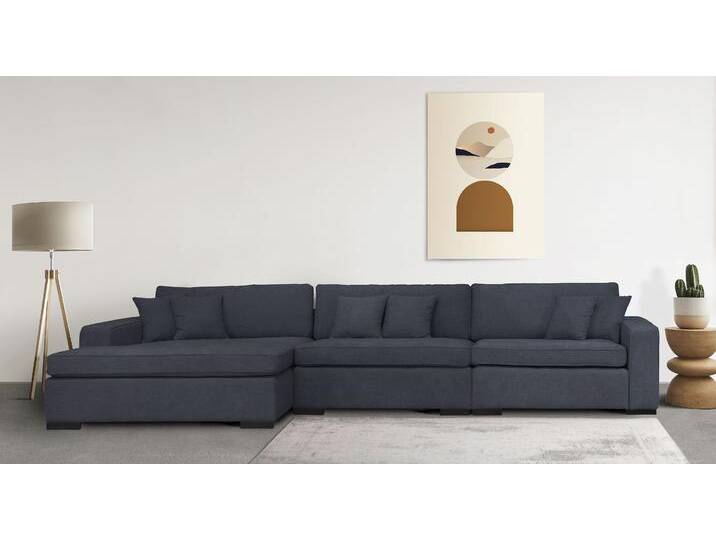 Sofa-Eckelement HOME AFFAIRE Skara XXL L-Form , blau (graublau), B:400cm H:86cm T:190cm, 100% Polyester, Polsterelemente, Lounge-Sofa XXL mit Federkern-Polsterung, in vielen Bezugsvarianten von Home-affaire