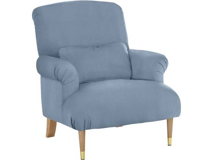 XXL-Sessel HOME AFFAIRE Cholet Sessel , blau (blau uni), B:86cm H:95cm T:95cm, Baumwollmix (40% Baumwolle/60% Polyester), Sessel, mit Zierkissen und Beinen aus Eiche, Bezugsqualität: Baumwollmix, Big von Home-affaire
