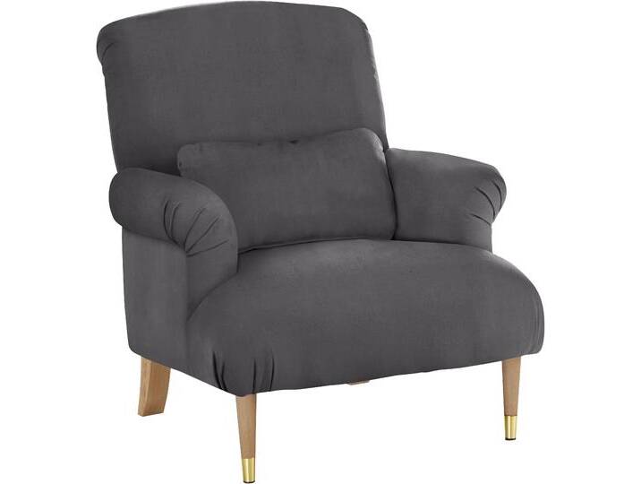 XXL-Sessel HOME AFFAIRE Cholet Sessel , grau (anthrazit uni), B:86cm H:95cm T:95cm, Baumwollmix (40% Baumwolle/60% Polyester), Sessel, mit Zierkissen und Beinen aus Eiche, Bezugsqualität: Baumwollmix, Big von Home-affaire