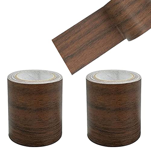 Guidre 2 Rolle Holzoptik Klebeband, Realistische Holzmaserung Reparatur, Selbstklebend Holzmaserung Panzertape für Weichsockelleiste, Türen Bordüre, Wände Tapeten, Möbel, 8cm x 4.57m (Dunkelbraun) von Guidre