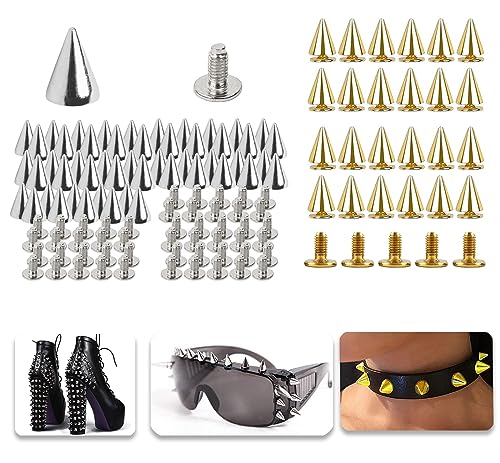 200 Stück Punk Nieten, 7 * 10 cm Rostfrei Ziernieten, Kleidung Schraubennieten, DIY Nieten, Nieten zum Schrauben, Metall Gothic Spikes, Ziernieten, Spitznieten für Taschen, Kleidung,Schuhe von Guidre