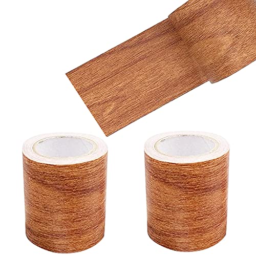 Guidre 2 Rolle Holzoptik Klebeband, Realistische Holzmaserung Reparatur, Selbstklebend Holzmaserung Panzertape für Weichsockelleiste, Türen Bordüre, Wände Tapeten, Möbel, 8cm x 4.57m (Rot) von Guidre