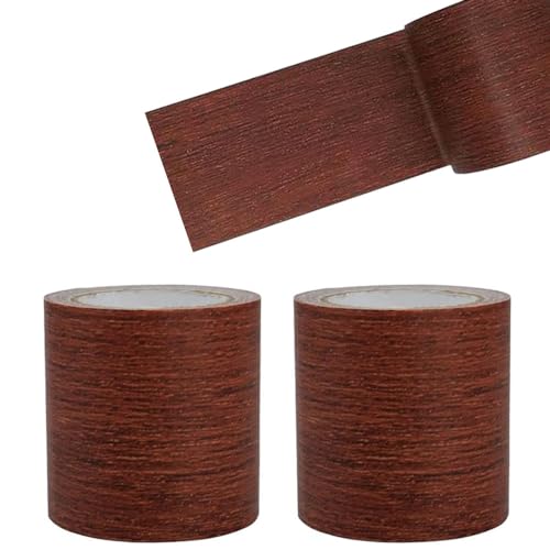 2 Rolle Holzoptik Klebeband, Realistische Holzmaserung Reparatur, Selbstklebend Holzmaserung Panzertape für Weichsockelleiste, Türen Bordüre, Wände Tapeten, Möbel, 8cm x 4.57m (Kastanienbraun) von Guidre